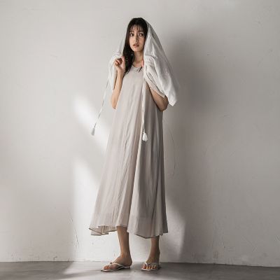 シアーラメステッチノースリーブワンピース≪手洗い可能≫