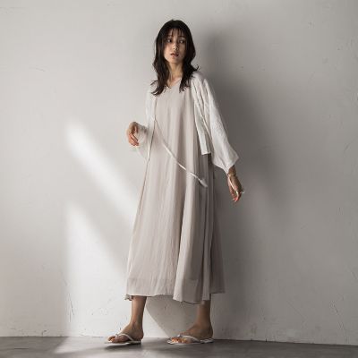 シアーラメステッチノースリーブワンピース≪手洗い可能≫