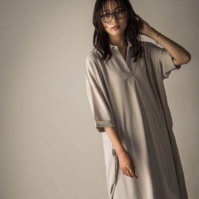 WEB限定】スキッパーチュニックワンピース≪洗濯機で洗える
