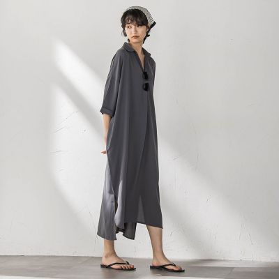 WEB限定】スキッパーチュニックワンピース≪洗濯機で洗える