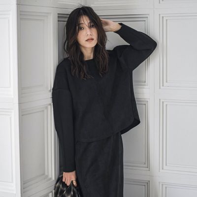 新色追加】スウェード調×ニットスカートセットアップ≪手洗い可能