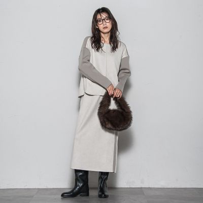 ＜MAYSON GREY（Women）＞スウェード調×ニットスカートセットアップ≪手洗い可能≫