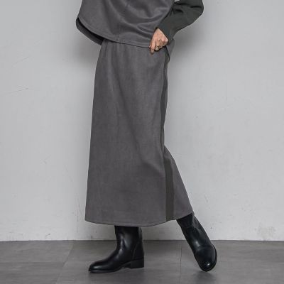 新色追加】スウェード調×ニットスカートセットアップ≪手洗い可能