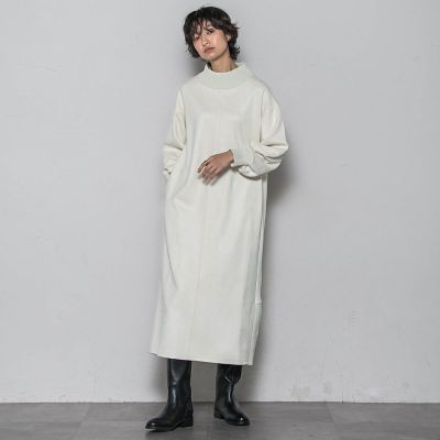 WEB限定】スウェード調×リブモックネックワンピース≪手洗い可能