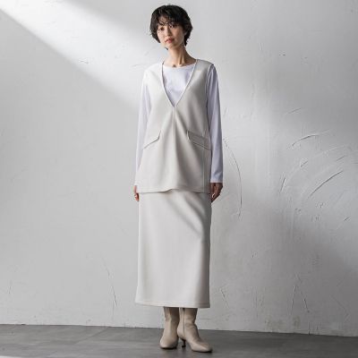 SIAQL Over Tone Mist 4本セット 軽量ボンディング3ピーススカートセットアップ≪洗濯機で洗える