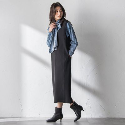 ＜MAYSON GREY（Women）＞【えらべるＳＥＴ　ＵＰ】叶えるＶネックジャンパードレス≪手洗い可能≫