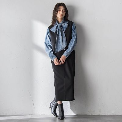 えらべるSET UP】叶えるVネックジャンパードレス≪手洗い可能