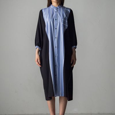 deluxee'm】C＋ポンチ×綿ストライプ リラックスワンピース