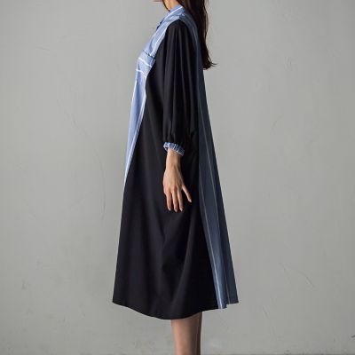 メイソングレイdeluxee'mC+ポンチ×綿ストライプ リラックスワンピース deluxee'm】C＋ポンチ×綿ストライプ リラックス
