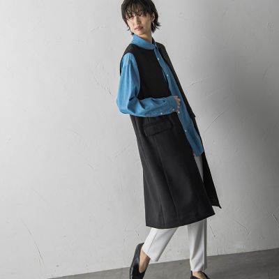 リネンライクスリーブレスコート≪手洗い可能≫