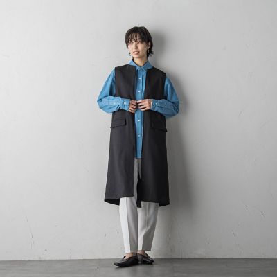 リネンライクスリーブレスコート≪手洗い可能≫