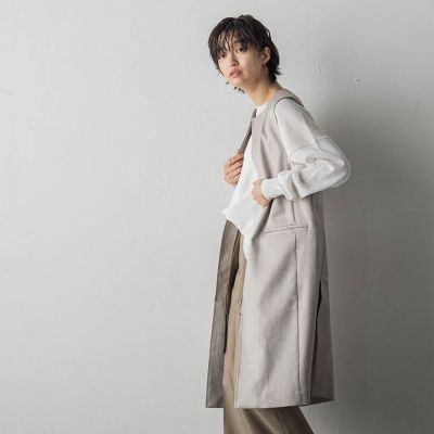 リネンライクスリーブレスコート≪手洗い可能≫