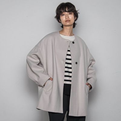 ＜MAYSON GREY（Women）＞ライトジャージメルトンノーカラーミドルコート