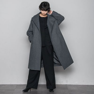 名作美品 セオリー BELVIN メルトン スタンドカラー ロングコート 黒 ライトジャージメルトンスタンドカラーロングコート | MAYSON GREY