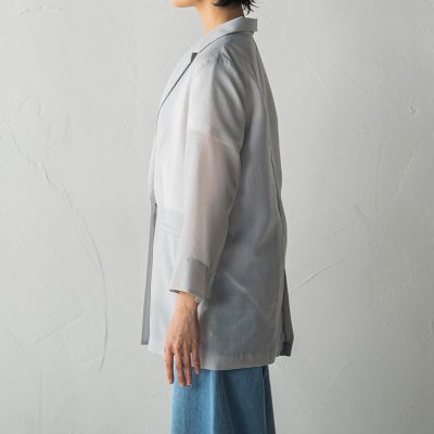 MAYSON GREYシアーテーラージャケット≪洗濯機で洗える≫ （ホワイト）L メイソングレイ MAYSON GREY シアーテーラージャケット≪洗濯機