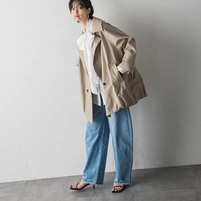 裾ドロストショートトレンチコート