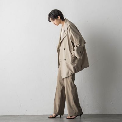 裾ドロストショートトレンチコート