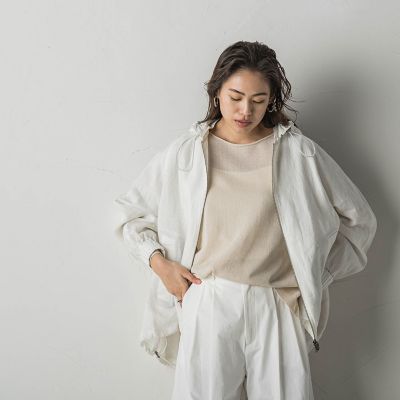 麻フーディーダブルジップブルゾン≪洗濯機で洗える≫