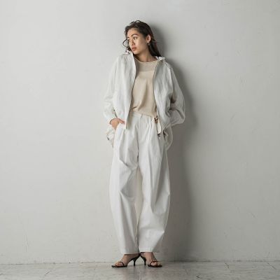 麻フーディーダブルジップブルゾン≪洗濯機で洗える≫