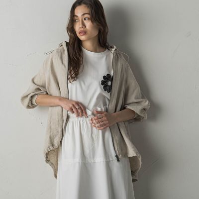 麻フーディーダブルジップブルゾン≪洗濯機で洗える≫