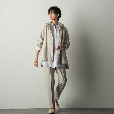 麻フーディーダブルジップブルゾン≪洗濯機で洗える≫