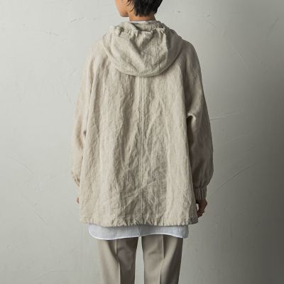 麻フーディーダブルジップブルゾン≪洗濯機で洗える≫