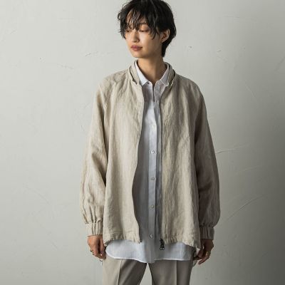 麻フーディーダブルジップブルゾン≪洗濯機で洗える≫