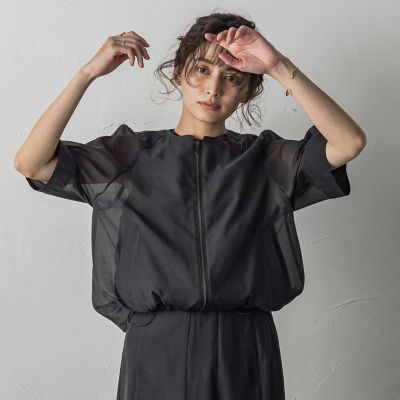 ＜MAYSON GREY（Women）＞シアーシャツブルゾン≪洗濯機で洗える／セットアップ対応≫