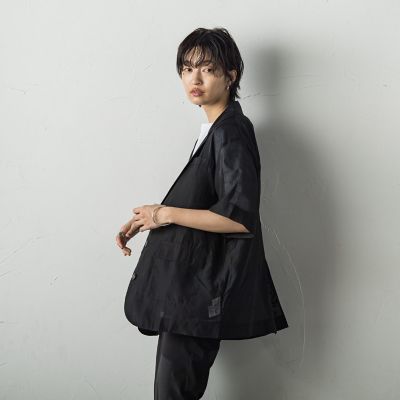 シアー５分袖ジャケット≪洗濯機で洗える≫