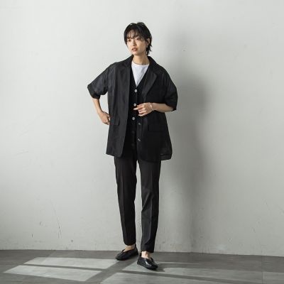 シアー５分袖ジャケット≪洗濯機で洗える≫