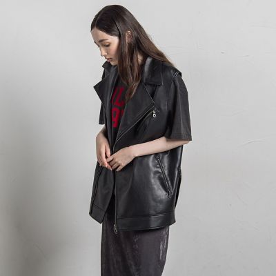 はなかいどう☆新品未使用品☆メイソングレイ  ダウンベスト　グレー　M レザーライクライダースベスト | MAYSON GREY（Women）/メイソン
