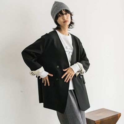 ＜MAYSON GREY（Women）＞【カタログ掲載】ノーカラーダブルブレストオーバージャケット