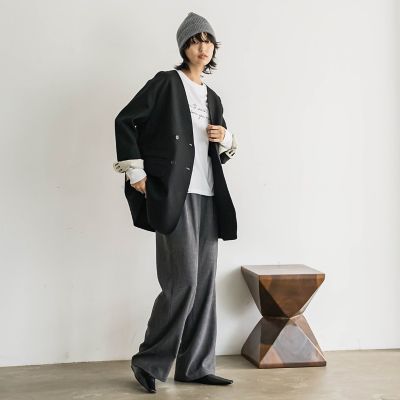 【カタログ掲載】ノーカラーダブルブレストオーバージャケット