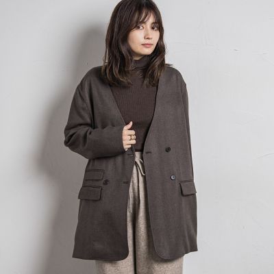 【カタログ掲載】ノーカラーダブルブレストオーバージャケット