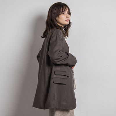 【カタログ掲載】ノーカラーダブルブレストオーバージャケット