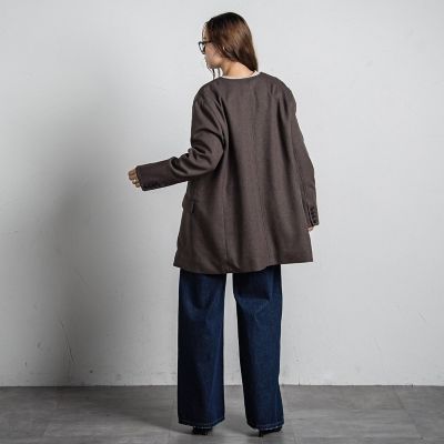 【カタログ掲載】ノーカラーダブルブレストオーバージャケット