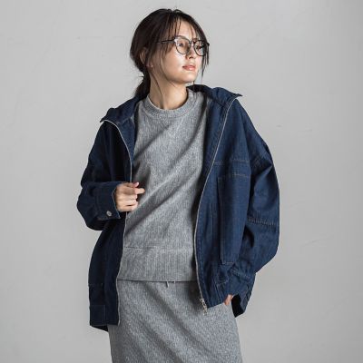 ジップスタンドデニムブルゾンジャケット≪手洗い可能≫
