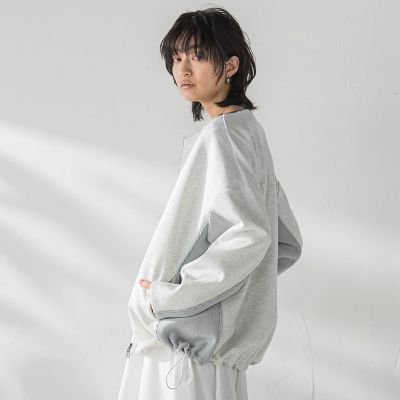 ダンボール×ニットノーカラーブルゾン≪手洗い可能≫