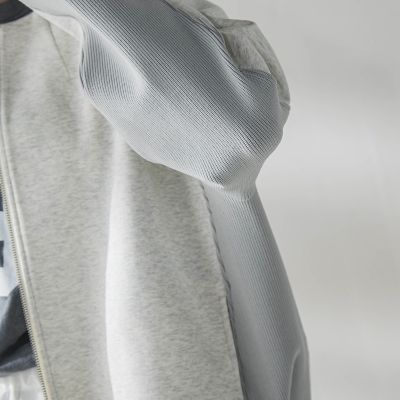 ダンボール×ニットノーカラーブルゾン≪手洗い可能≫