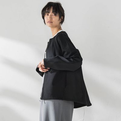ダンボール×ニットノーカラーブルゾン≪手洗い可能≫