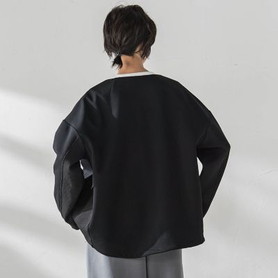ダンボール×ニットノーカラーブルゾン≪手洗い可能≫