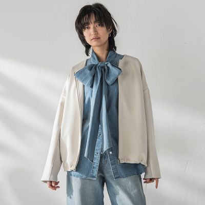 MAYSON GREY（Women）/メイソングレイ ダンボール×ニットノーカラーブルゾン≪手洗い可能≫