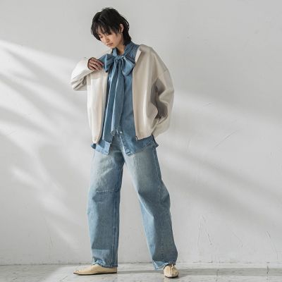 ダンボール×ニットノーカラーブルゾン≪手洗い可能≫