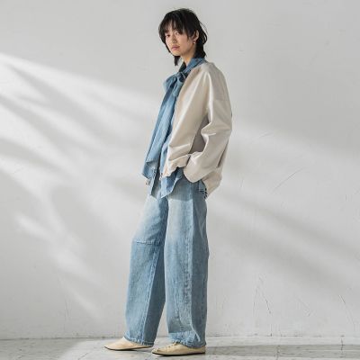ダンボール×ニットノーカラーブルゾン≪手洗い可能≫