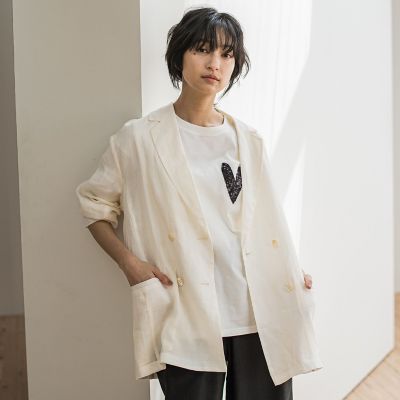 リネンダブルブレストジャケット≪手洗い可能≫
