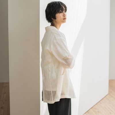 リネンダブルブレストジャケット≪手洗い可能≫