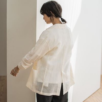 リネンダブルブレストジャケット≪手洗い可能≫