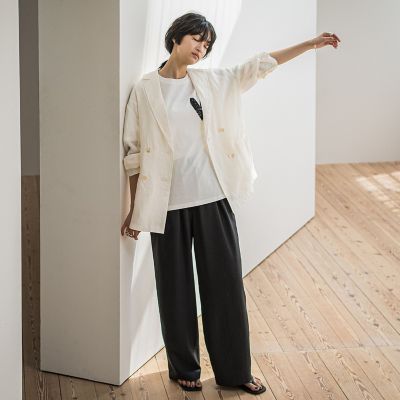 リネンダブルブレストジャケット≪手洗い可能≫