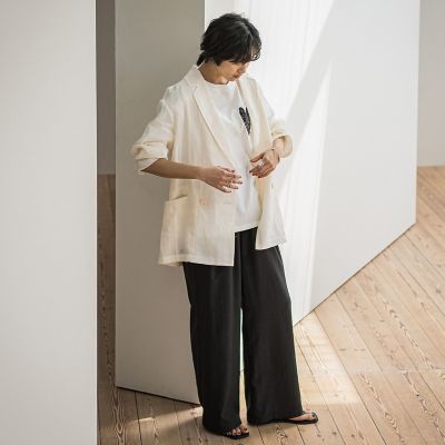 リネンダブルブレストジャケット≪手洗い可能≫