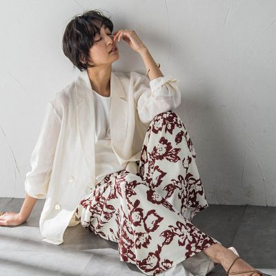 リネンダブルブレストジャケット≪手洗い可能≫